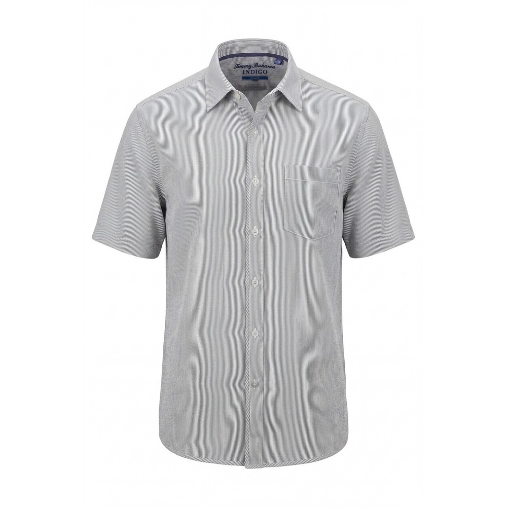Tommy Bahama Shirt Men L Blue Stripe Cotton Short Sleeve Button Beachy Coastal